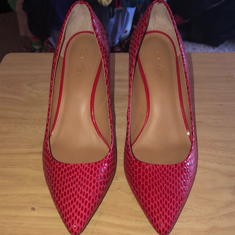 Red Calvin Klein Red Faux lizard